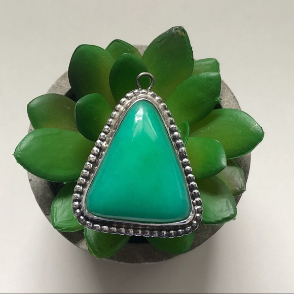 Vintage Artisan Crafted Sterling Silver Southwestern Chrysoprase Pendant - Picture 1 of 5